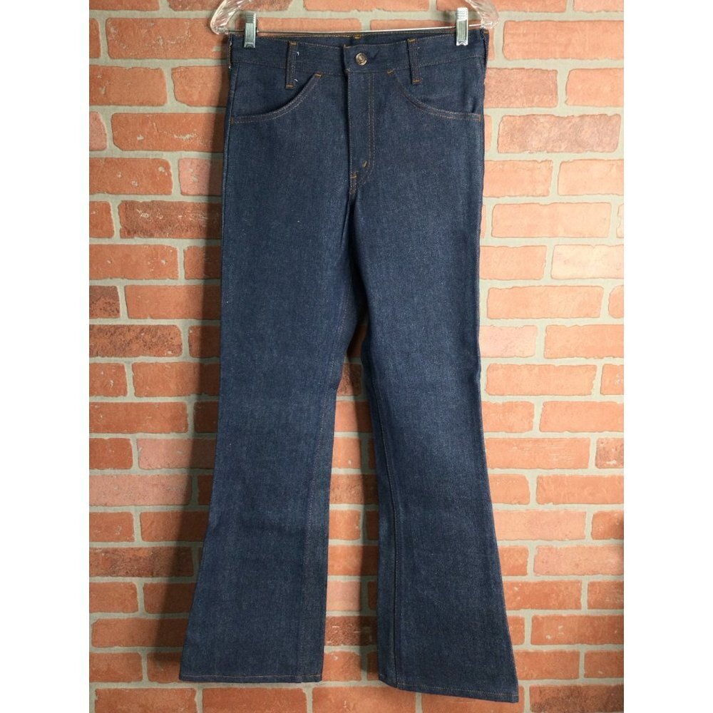 Vintage JCPenney Mens Flare Leg Plain Pockets Jeans Extra Strength Size 28